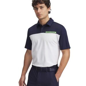 Under Armour Men's Polo in Navy and White with Green Accent